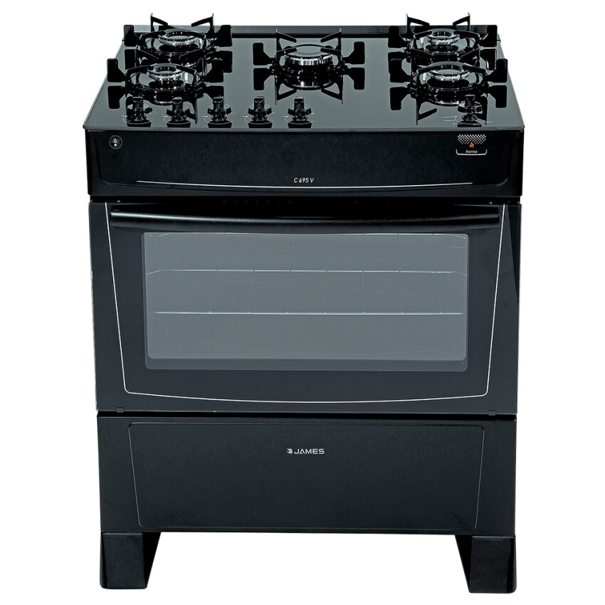 Cocina James 5H C-695 V negra con mesada de vidrio negro Cocina James 5H C-695 V negra con mesada de vidrio negro