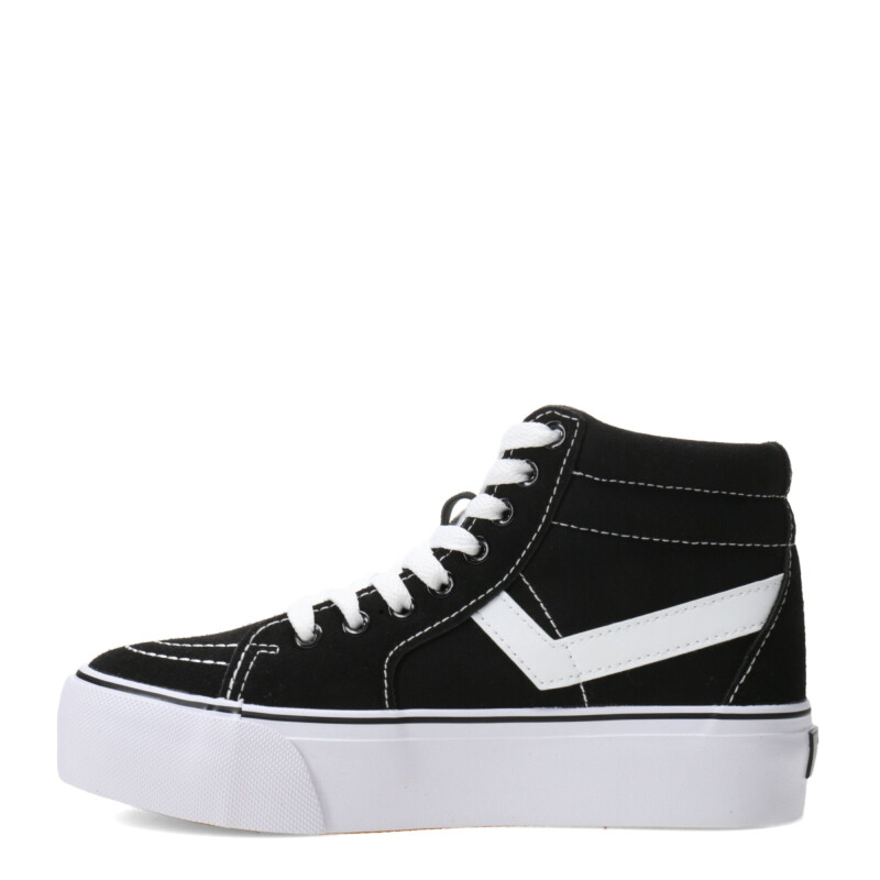 Bota Unisex PONY Plataforma Casual Lona Negro - Blanco