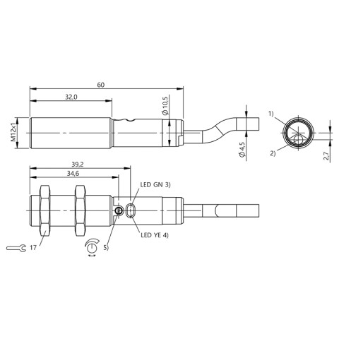 Sensor fotoeléctronico PNP NC Ø12mm 24VDC BF0062