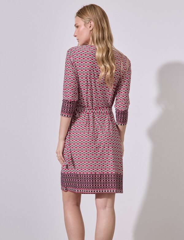 Vestido Cruzado Printed MULTI/FUCSIA