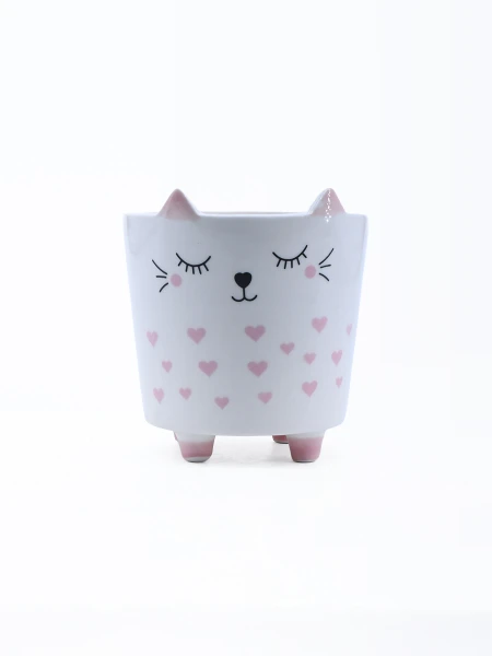 MACETA GATITO BLANCO