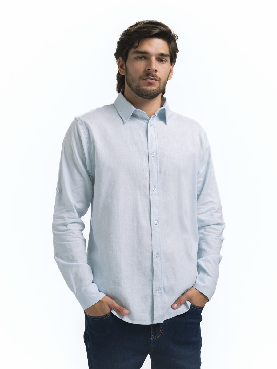 Camisa Lino Manga Larga Maui - Celeste 