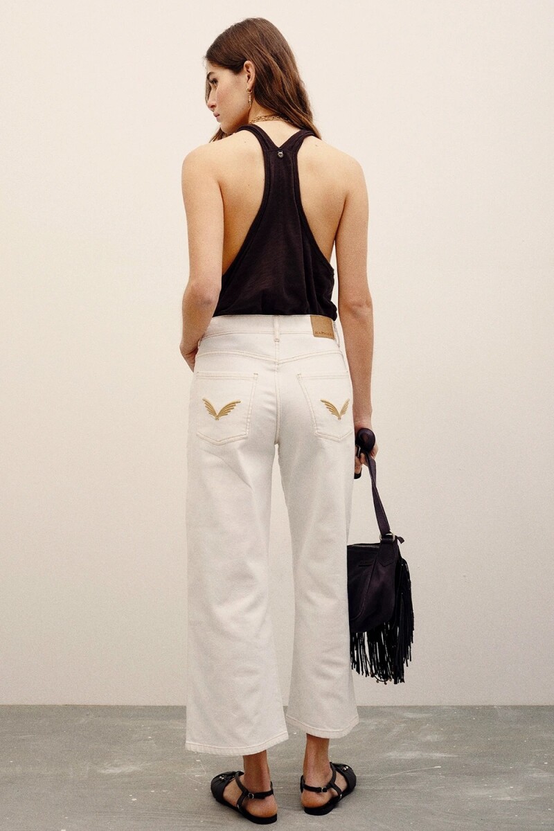 JEAN CROP SAND WHITE Blanco
