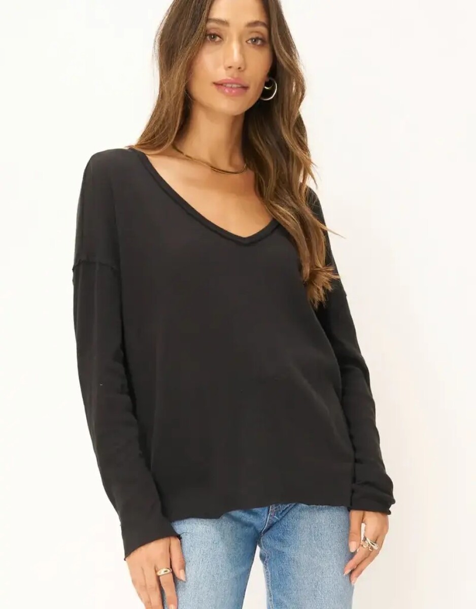 MAE TEXTURED V-NECK LONGSLEEVE 