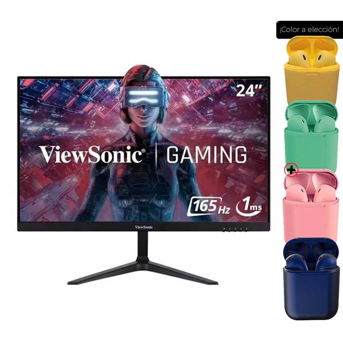 Monitor Gaming Led Viewsonic 24 Full Hd 165hz Negro + Auriculares 