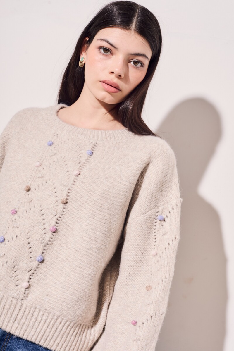 Sweater Texturado Beige Melange