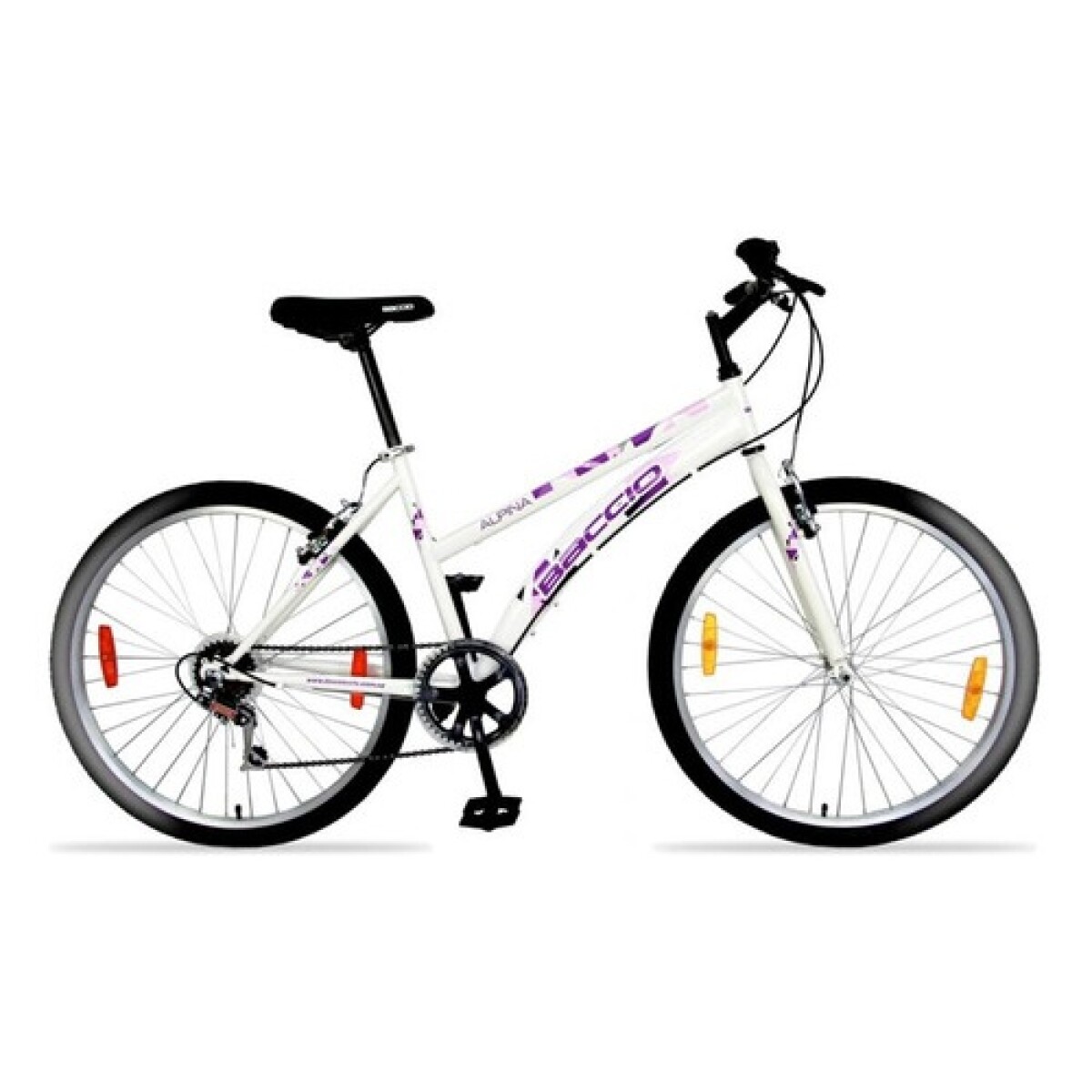 Bicicleta Baccio Alpina Lady Rodado 26 Montaña Con 6 Cambios Shimano - Blanco/Violeta 