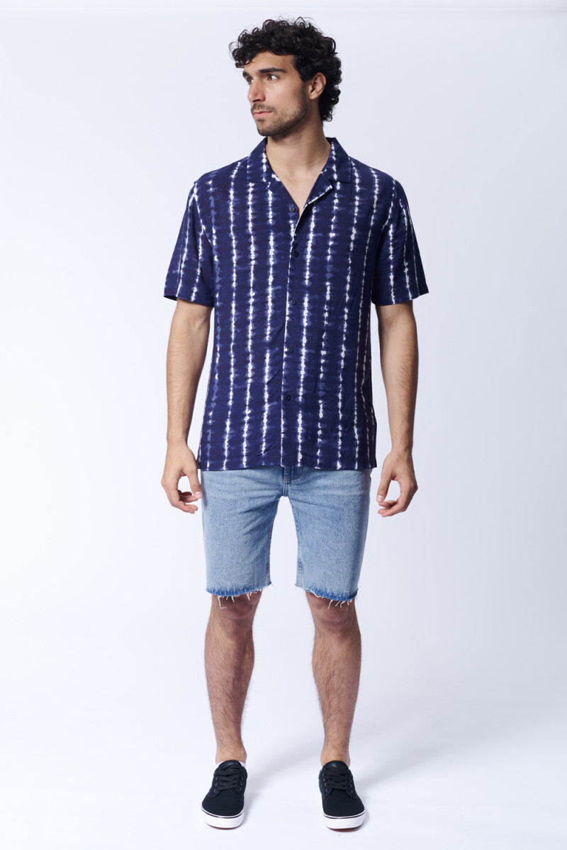 Camisa viscosa estampa arabescos Abstracta Azul