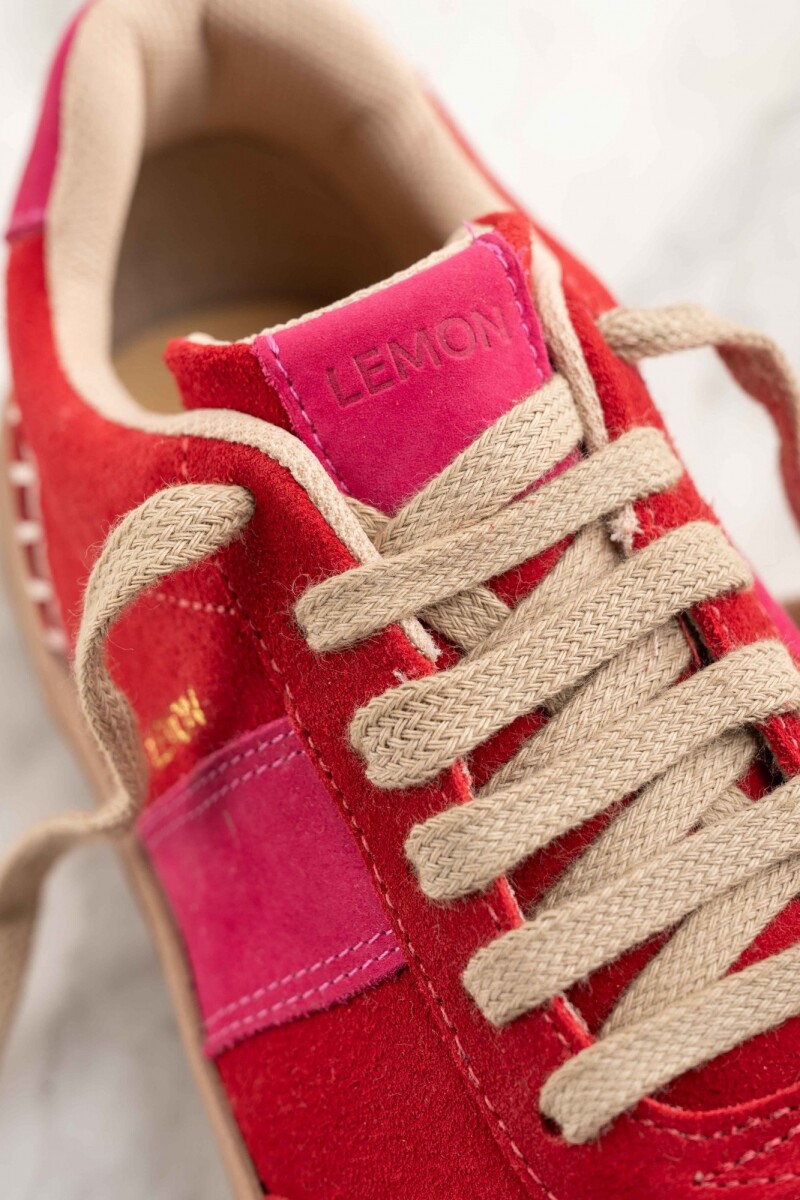 Zapatilla Combinada Gamuza Rojo