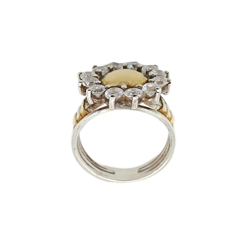 Anillo Girasol-Plata y Oro-Piedra Zirconia-AN5287 conpiedra