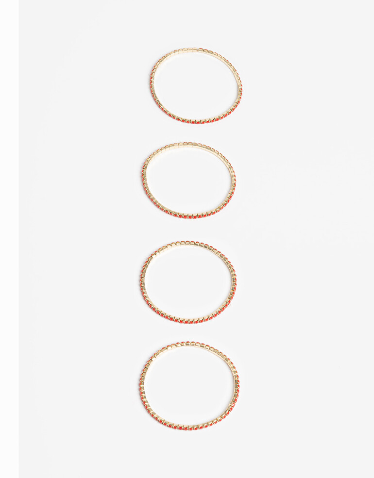 Pulseras Elásticas Sets Strass Set De Pulseras Elásticas Strass - Rojo Medio