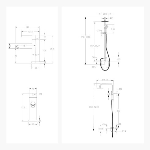 Juego De Griferia Incluye Barral Exterior Y Lavatorio Bajo Brush Nickel GRIS
