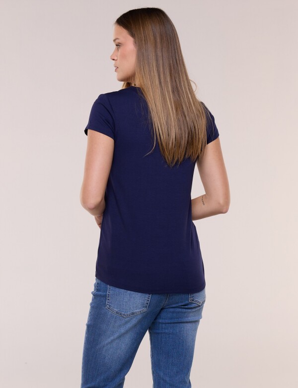 Remera Basica Manga Corta Esote V AZUL
