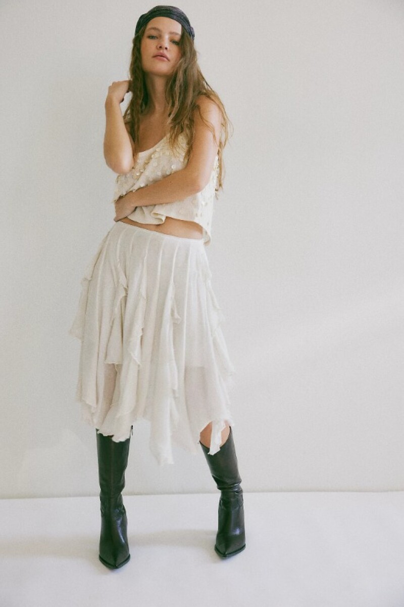 POLLERA SUSANNA MIDI Blanco