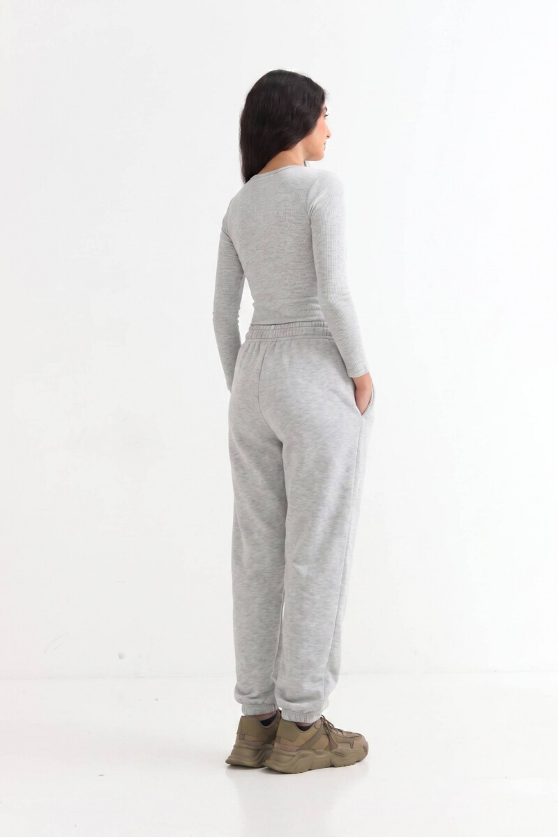 Pantalón dep clásico c/puños elásticos - UNISEX Gris melange claro