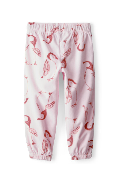 Pantalón de micropolar, rosado, diseño pingüinos Sin color