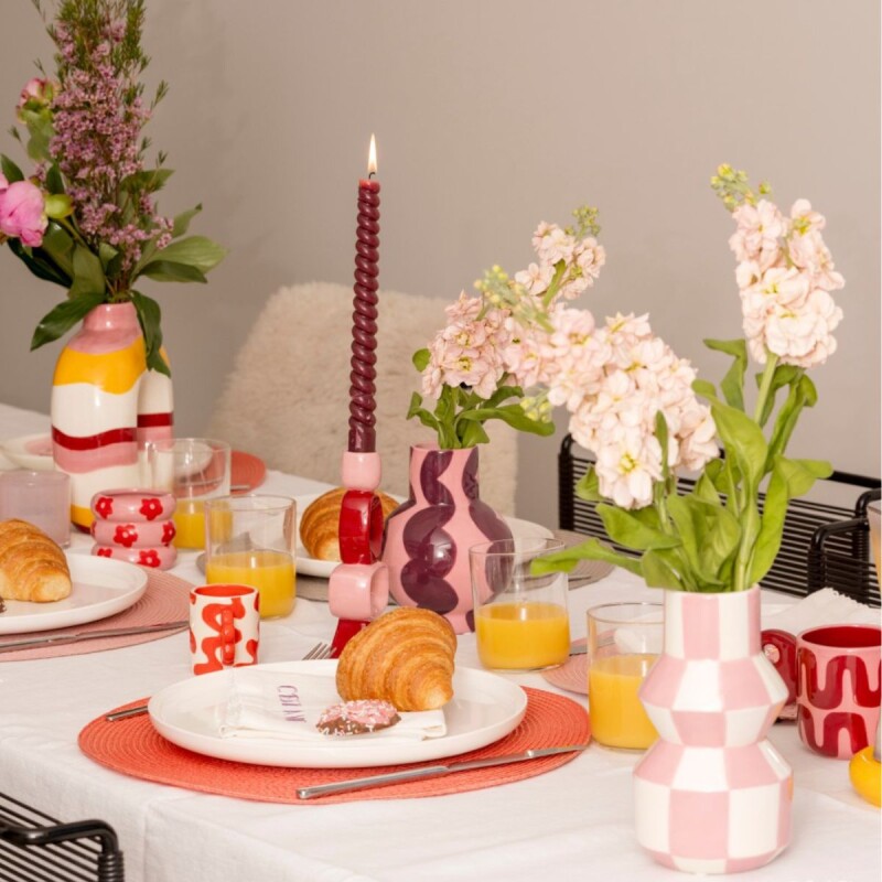 Florero de cerámica Celestino Squares&Stripes