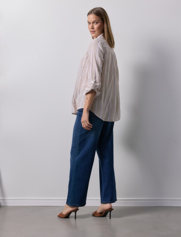 Camisa Lino BEIGE/MULTI
