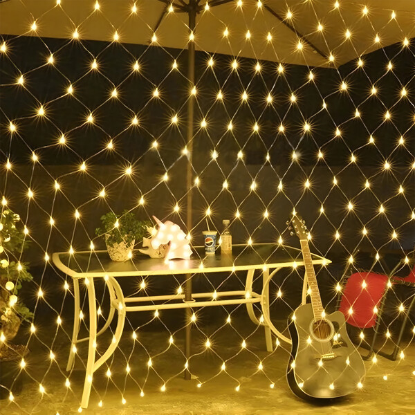 Lluvia De 200 Luces Blancas Led Cortina 3x2 Metros 10 Modos Variante Calida