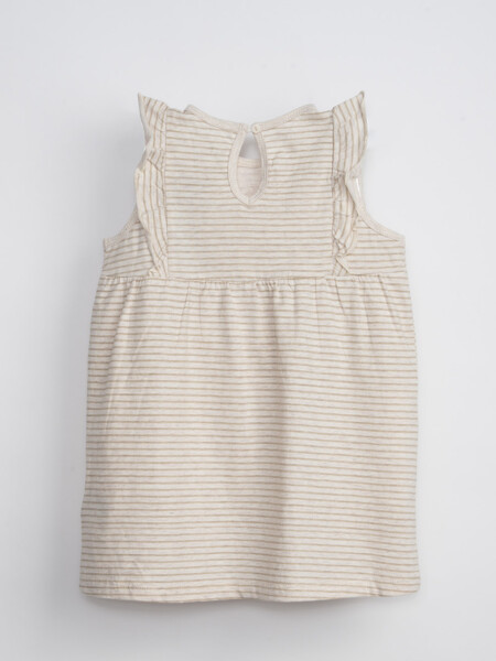 Vestido estampado Rayado Beige