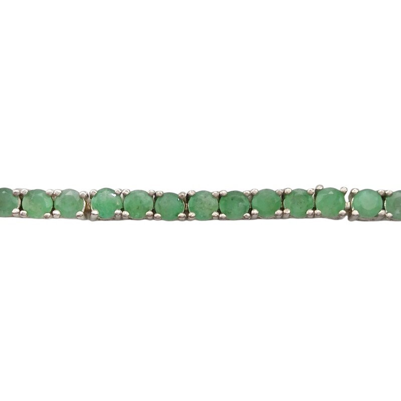 Pulsera circulos-Plata 925-Piedra raíz de esmeralda-PU3017 conpiedra