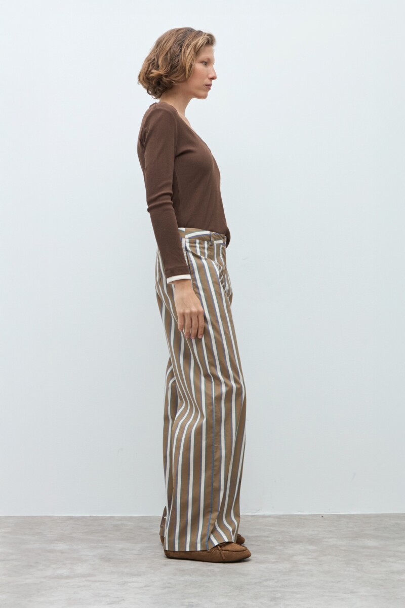 Pantalón rayado khaki