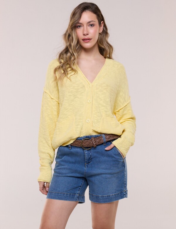 Cardigan Algodón Holgado AMARILLO