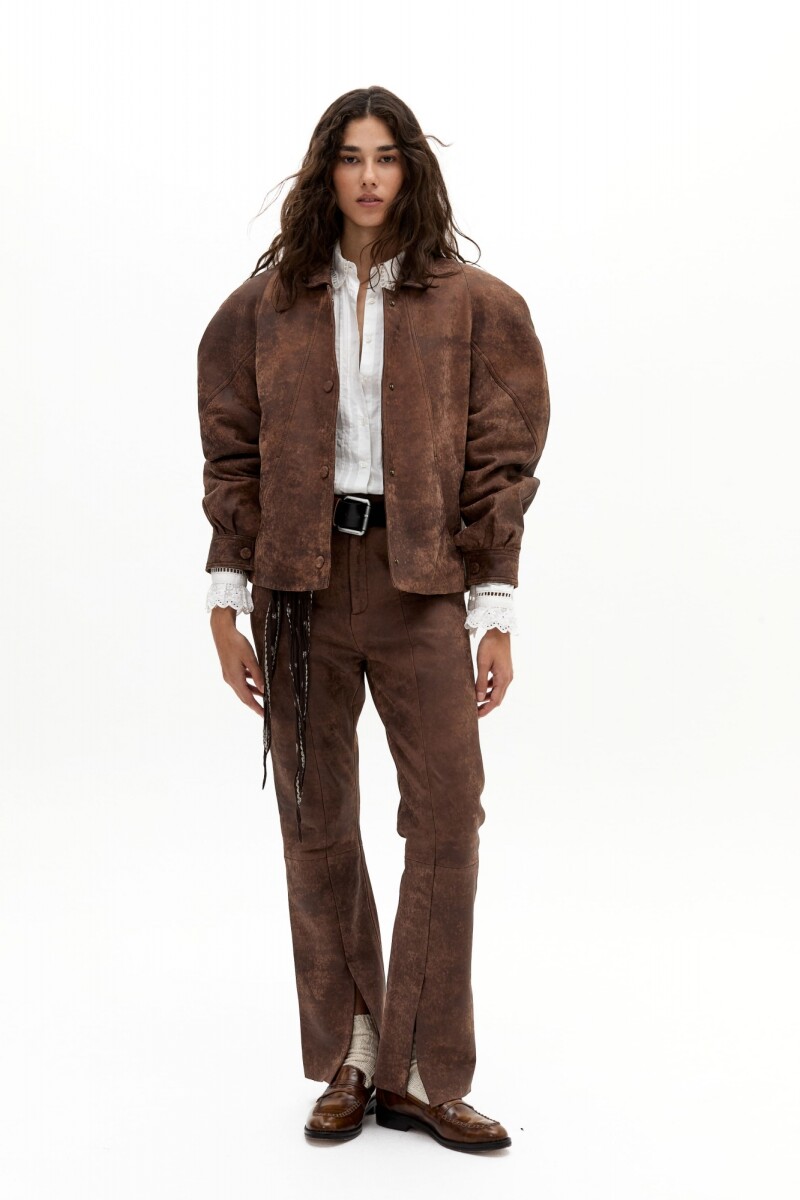 Pantalón Daphne en Cuero Marron Antiguo