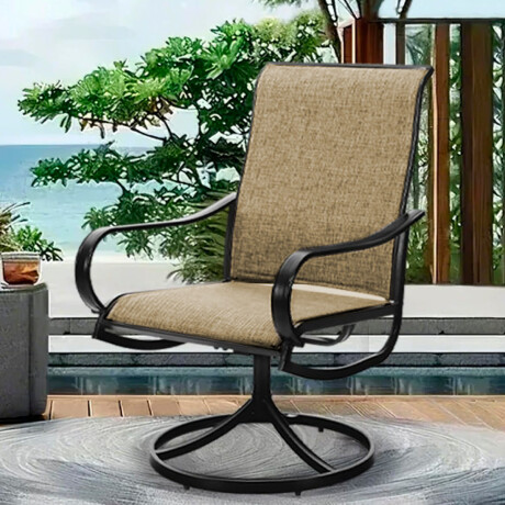 Set X2 Silla Jardin Patio Giratoria 360 Reclinable Beige