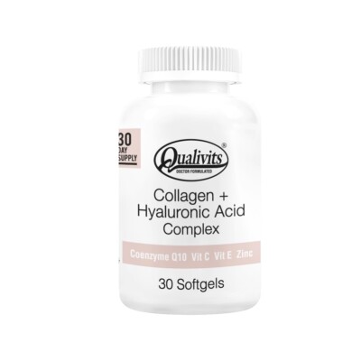 Collagen + Hyaluronic Acid Complex Qualivits 30 Cápsulas. Collagen + Hyaluronic Acid Complex Qualivits 30 Cápsulas.
