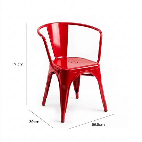 Silla Tolix Fade To Black Metálica Reposabrazo Rojo