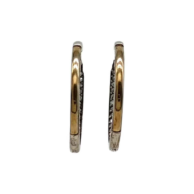 Caravanas aro con oro y zirconias - plata 925 con doublé en oro- zirconia - CA8456 conpiedra