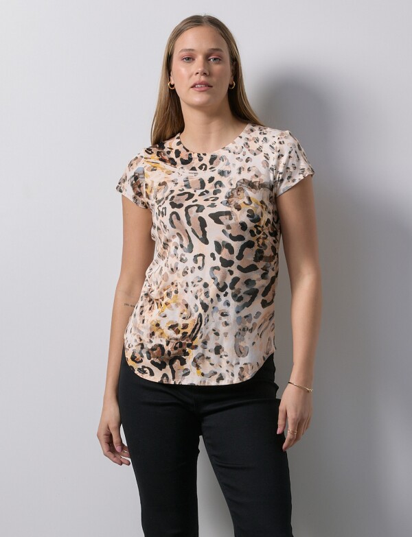 Remera Modal Animal Print MULTI/BEIGE