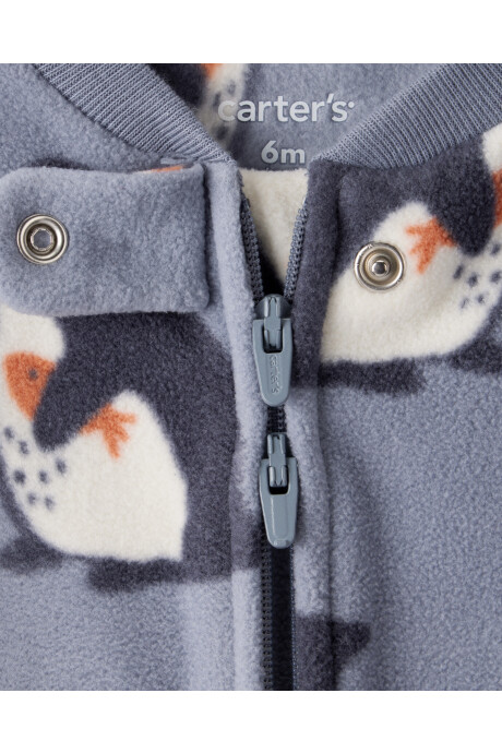 Pijama una pieza de DreamPlush, con pie, gris, diseño pingüinos Sin color