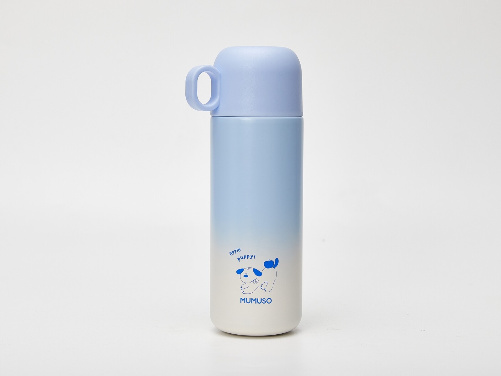 BOTELLA DE AGUA TÉRMICA CON VASO (PERRITO LINDO/AZUL/450 ML) 