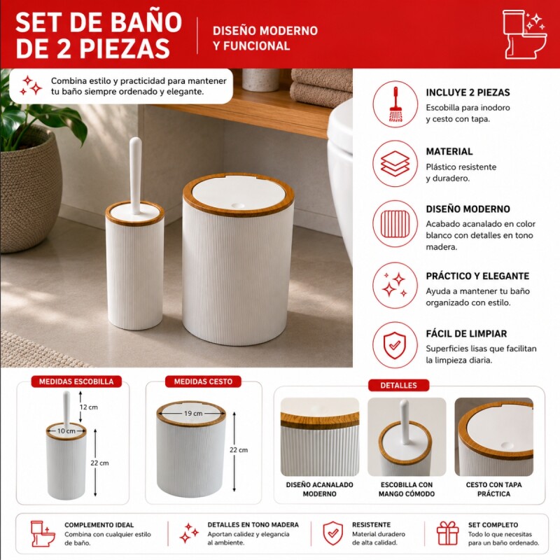Set 2 piezas de baño BLANCO