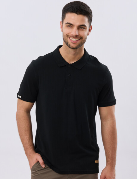 REMERA POLO LISA JERSEY Negro