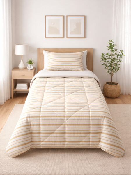 ACOLCHADO ESTAMPADO DE 1 PLAZA BEIGE