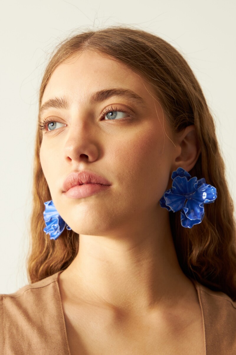 Caravanas rígidas pétalos azul