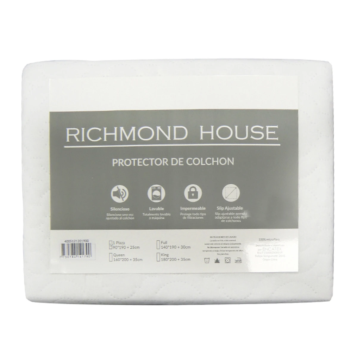 Protector de Colchón 200 x 200 Richmond 100% Microfibra 