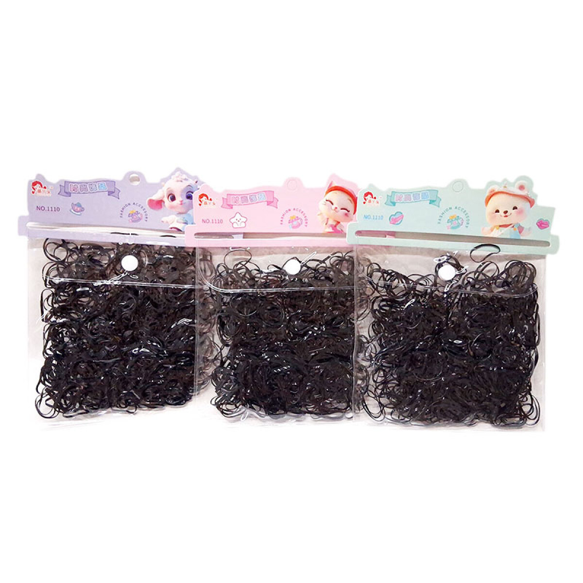 Colitas para el cabello de goma negras en bolsa - Colitas Para El Cabello De Goma Negras En Bolsa 