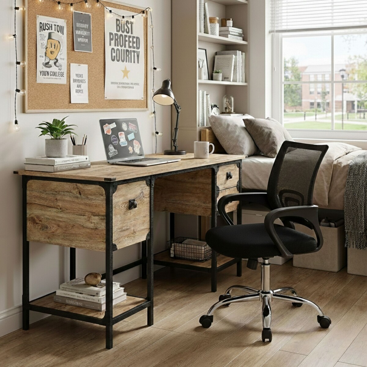 Combo Escritorio + Silla de Oficina - Steel River 3 Cajones 