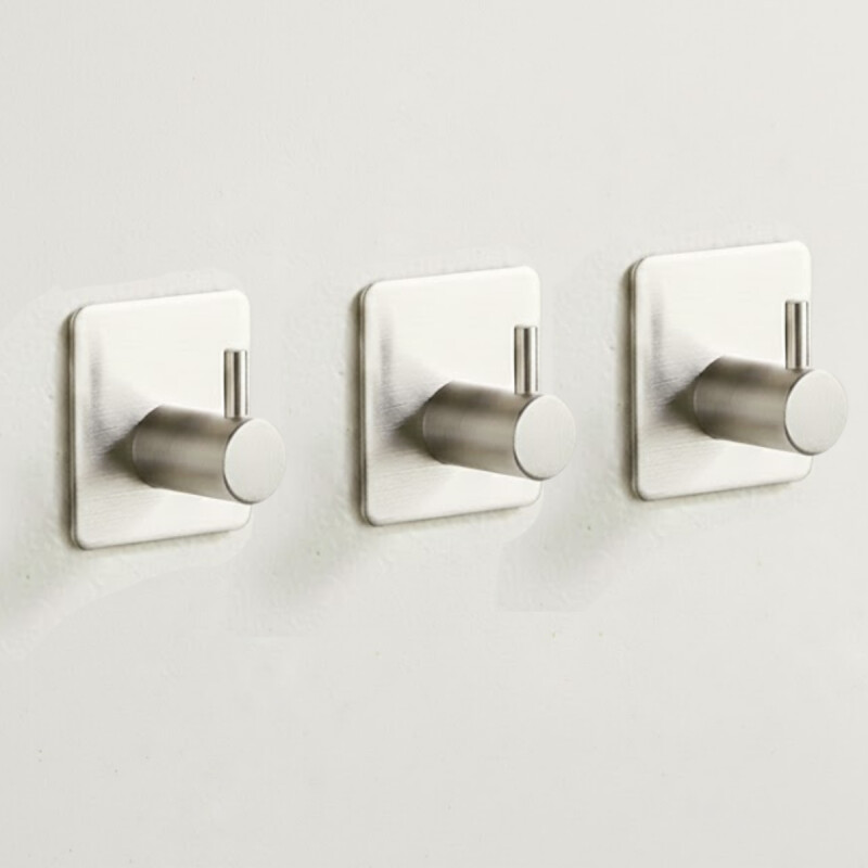 Kit 3 Ganchos perchero metálico adhesivo PLATEADO