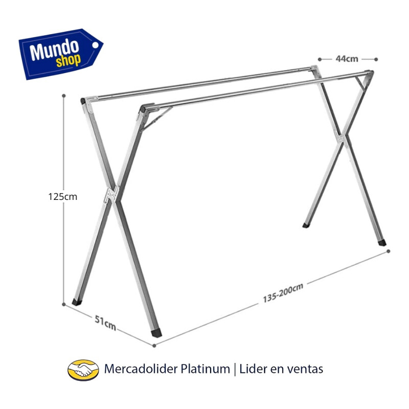 Tender Aluminio Inox De Pie Tendedero Para Ropa Plegable Gris