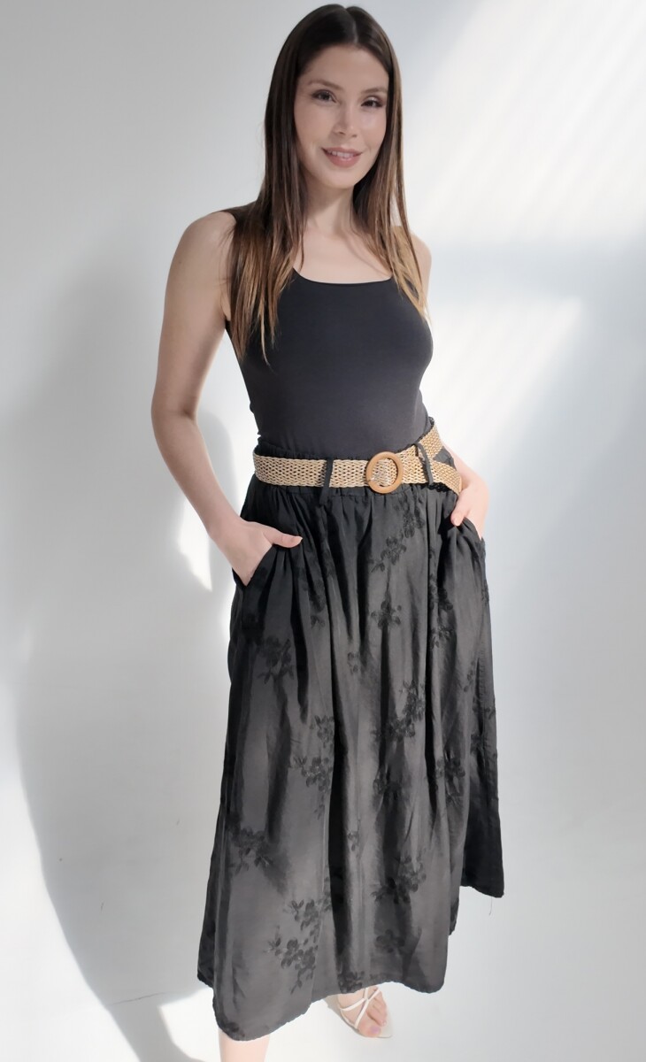 Pollera Flor - Negro 