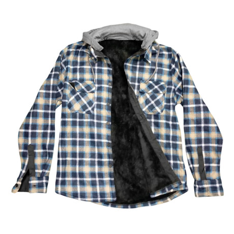 Campera Camisa Leñadora Cangurito Capucha Botones Verde