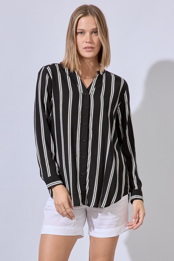 Camisa Lineas NEGRO/BLANCO