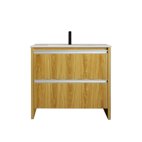 MUEBLE DE BAÑO VANITY MARRÓN CON BACHA BLANCA Mueble De Baño Vanity Marrón Con Bacha Blanca
