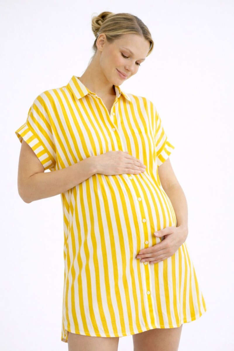 Camisa Maternal Pupa – Viscosa suave con bolsillos prácticos Estampa Amarilla