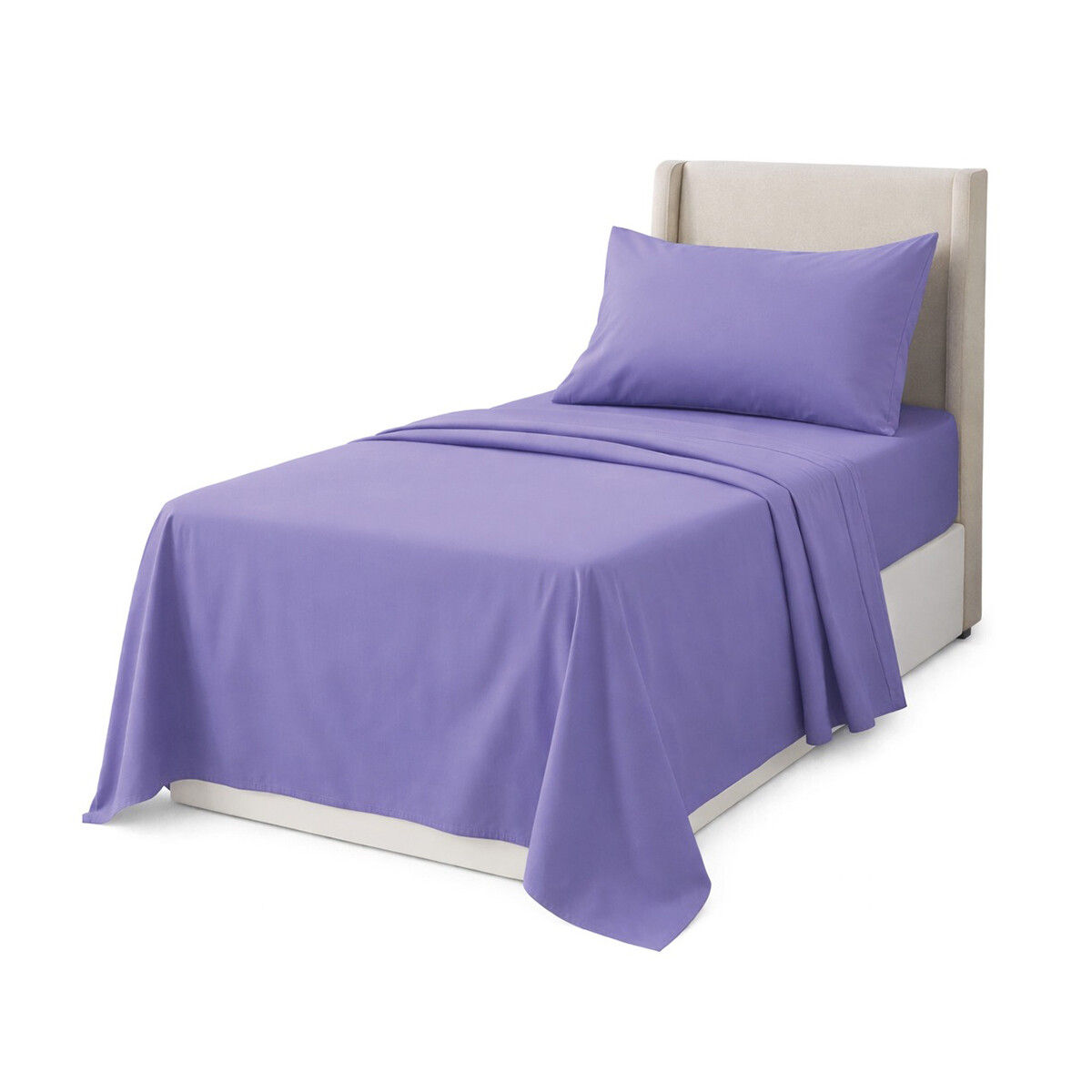 Sábanas 1 Plaza Juego 3 Piezas C/ Funda Almohadas Polyester Lila 